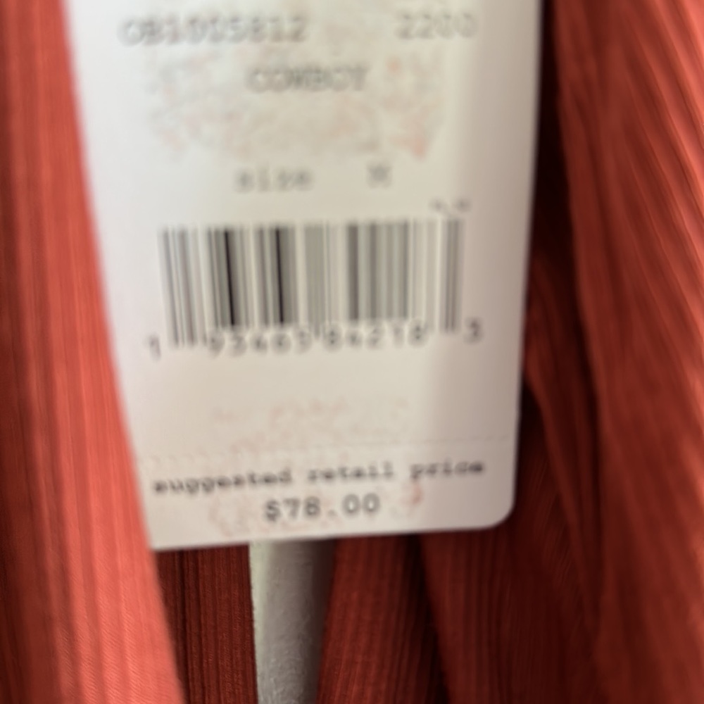 NWT, FREE PEOPLE COWBOY MED TOP in Rust color - Picture 12 of 14